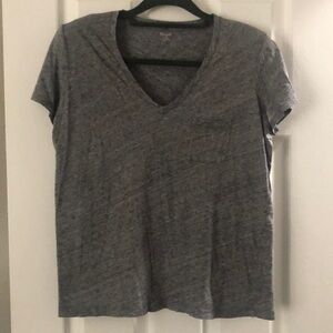 Madewell Medium Gray V neck Short Sleeve Tee Shirt with Pocket